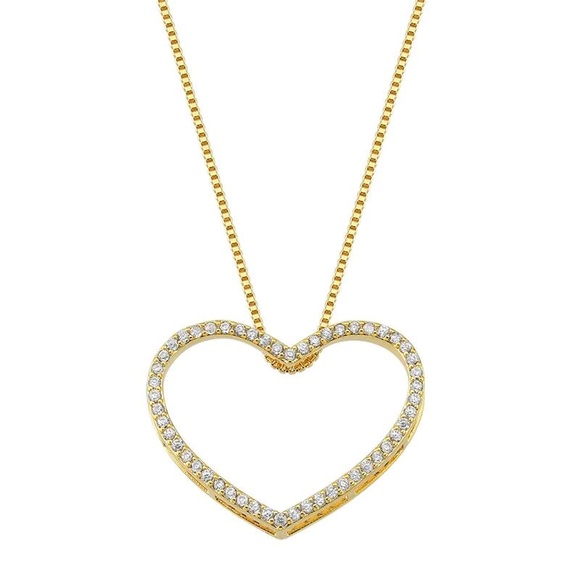 Studded Hollow Heart Necklace - Picture 2 of 2